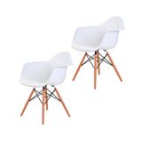 2 Cadeiras OHOME com Braço - Estilo Charles Eames Eiffel - Branco