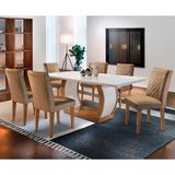 Conjunto de Mesa de Jantar com 6 Cadeiras Estofadas Maia Animalle Off White e Chocolate
