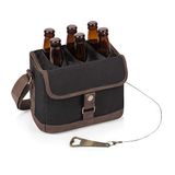 Legacy-a Picnic Time Marca 6-bottle Beer Caddy Com Abridor De Garrafa Integrado, Preto/marrom