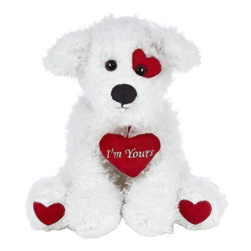 Bearington Smootchie Poochie White Valentines Pelúcia Animal Puppy Dog Com Coração, 10 Polegadas