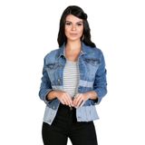 Jaqueta Jeans  Sawary Bicolor Azul