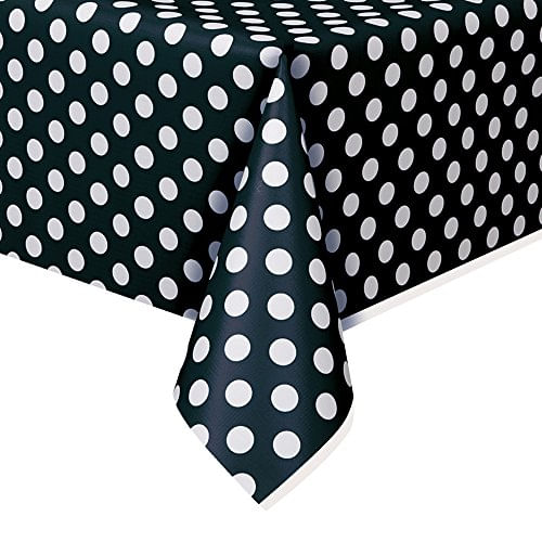 Polka Dot Plástico Toalha De Mesa, 108 X 54, Preto