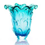 Vaso Em Cristal Murano Água Marinha E Verde  São Marcos