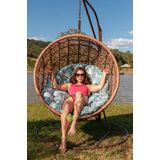 Balanço Com Suporte para Jardim em Corda Náutica Decor Area Externa - Sarah Móveis