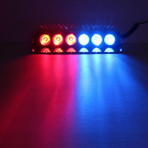 Strobo Giroflex Interno 6 Leds Vermelho Azul Para Fixa Vidro