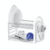 Escorredor Pratos E Copos Com Porta Talheres Duplo Branco