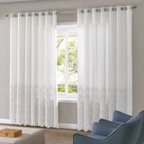 Cortina Para Sala Bordada  5.40m X 2.70m Branco