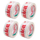 Combo 4 Unidades De Fita Adesiva Cuidado Fragil 48Mm