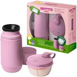 Kit Garrafa Térmica 250ml E Pote 280ml Com 3 Divisões Rosa