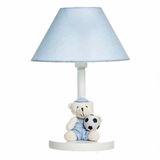 Abajur Madeira Urso Com Bola Azul Quarto Bebê Infantil