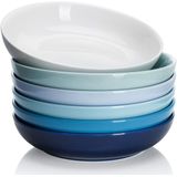 Sweese 112.003 Pasta Bowls 22 Onças - Salada De Porcelana Servindo Tigela De Jantar De Sopa Para Cozinha - Design De Pratos Rasos - Micro-ondas Forno