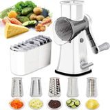 Triturador De Ralador De Queijo Rotativo 5 Em 1 Tumbling Box Mandoline Vegetal Julienne Slicer Waffle Cutter Nut Chopper Com Alça E Base De Sucção Fo