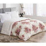 Coberdrom Casal Queen Winter Sherpa 1 Peça  Floral Vermelho