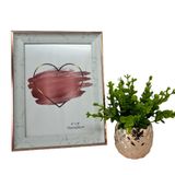 Conjunto Decoração Porta Retrato + Vaso Rose Gold Cerâmico