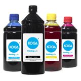 Kit 4 Tintas para Impressora Canon Universal Black 1 Litro e Coloridas 500ml Koga