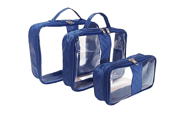 Conjunto De Necessaire Com 3 Peças Transparente Luxo