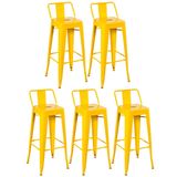 Kit - 5 x banquetas altas Iron Tolix com encosto - Industrial - Vintage - Amarelo