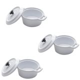 Conjunto de 3 mini panelas redondas porcelana Branca  12,7cm