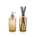 Kit Difusor E Porta Sabonete Liquido De Vidro Amarelo