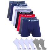 Kit 8 Cuecas Boxer Algodão Dorbe + 6 Pares Meia Sport - M - Sortidas