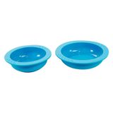 Conjunto 2 Pratos Infantis Em Silicone Azul Moda Do Chef