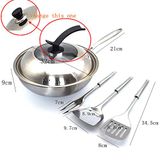 Panela De Aço Inoxidável Antiaderente Com Tampa + Garfo E Espatulas De Aço