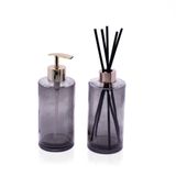 Kit Difusor E Porta Sabonete Liquido De Vidro Preto