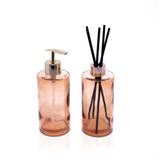 Kit Difusor E Porta Sabonete Liquido De Vidro Laranja