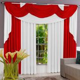 Cortina Imperiale Varão Tecido Malha Gel 3,00 X 2,60 Metros - Vermelho E Branco
