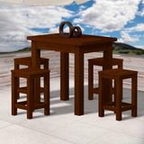 Conjunto Mesa De Jantar Madeira Maciça Safira Com 4 Lugares Castanho