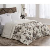Coberdrom Casal Queen Winter Sherpa 01 Peça  Floral Tabaco