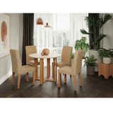 Conjunto Sala De Jantar Mesa Redonda Flora E 4 Cadeiras Maia Cimol
