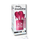 Jogo Útensilios Silicone Para Cozinha 7 Peças Rosa