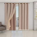 Cortina Blackout Pvc Com Tecido Voil 2,80 M X 2,30 M - Avelã