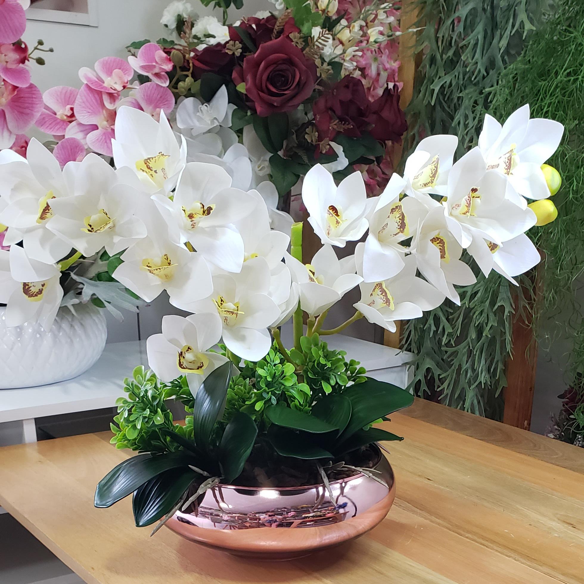 Arranjo Centro De Mesa 2 Orquídeas Brancas Vaso Completo - Carrefour