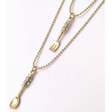 Cordão Duplo Colher Garfo Cozinheira Folheado 18k