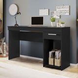 Mesa Para Computador Escrivaninha Home Office Estudos 1 Gaveta 1 Nicho Escritório Quarto Preto