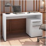Mesa De Escritório Escrivaninha 1 Gaveta 1 Porta Branco 1,20m