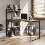 Mesa Industrial Estante 136 Cm Kappesberg Escritório Quarto Base Metal Mdp Marrom Madeira Preto