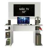 Mesa Para Computador Gamer E Painel Para Tv Até 50 - Branco