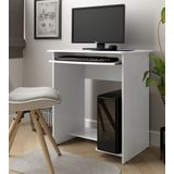 Escrivaninha Office Mesa De Computador Com Suporte De Teclado E Prateleira Pratica Branco