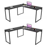 Kit 2 Mesas De Escritório Em L Estilo Industrial Preto Onix
