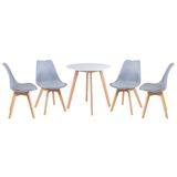 Mesa De Jantar Redonda 70cm Branco + 4 Cadeiras Cinza Claro