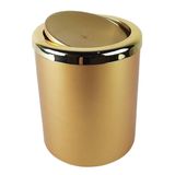 Lixeira 5l Dourado Tampa Basculante Redonda Banheiro Cozinha