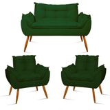 Kit Namoradeira + 2 Poltronas Opala Verde