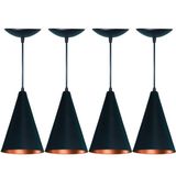 Kit 4 Lustres Balcão Cozinha Americana Preto Fosco e Cobre