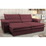 Sofá Retrátil e Reclinável Molas Ensacadas Cama inBox Botonê 2,12m Espuma Viscoelástico Suede Vinho