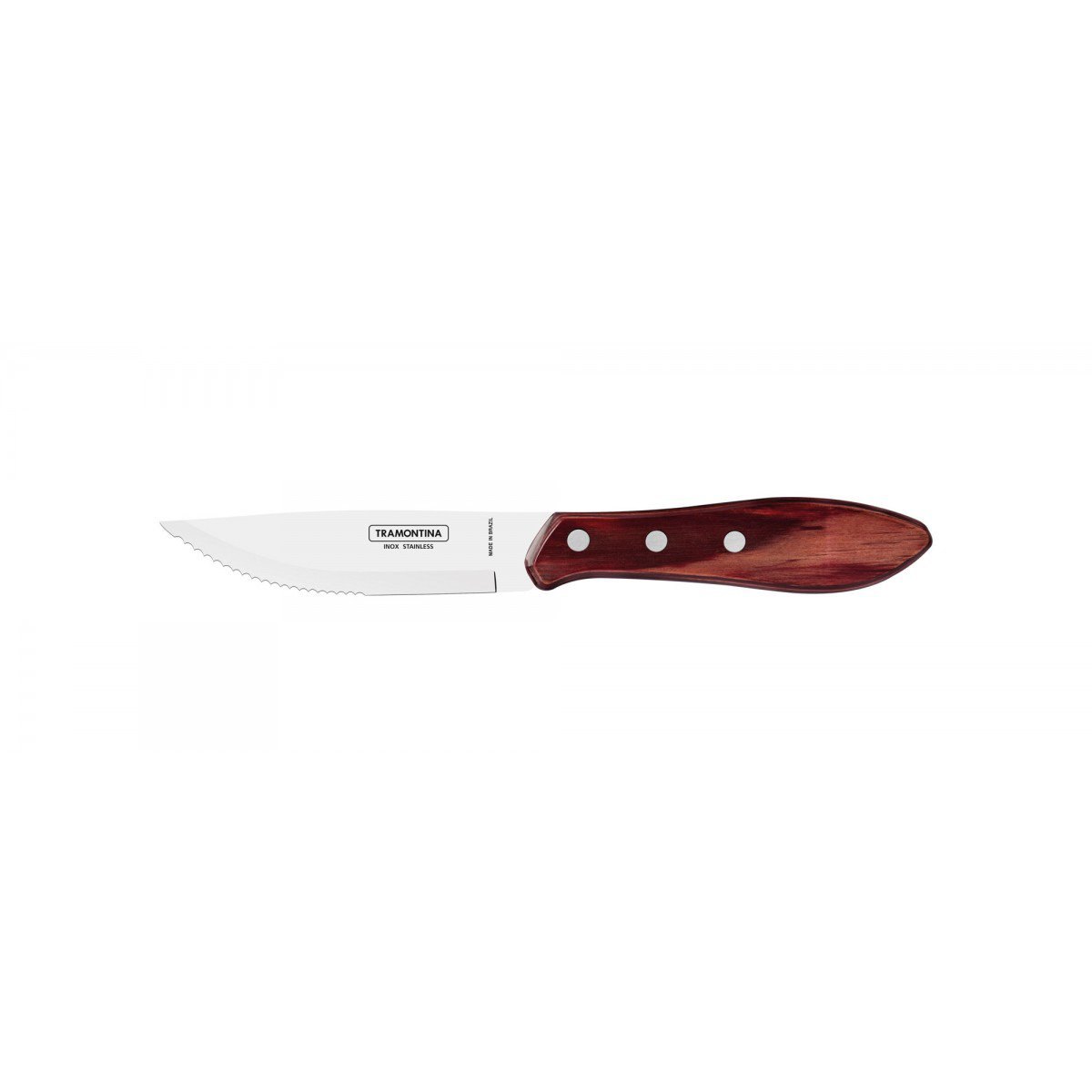 Faca para Churrasco Jumbo Tramontina com Lâmina em Aço Inox e Cabo de Madeira Polywood Vermelho 5' Tramontina