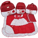 Kit Bolsas Maternidade 4pcs Mochila Saída Vermelha Macacão