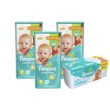 Kit Pampers Fraldas Confort Sec P com 150 Unidades + Toalhinhas Umedecidas Fresh Clean com 96 Unidades